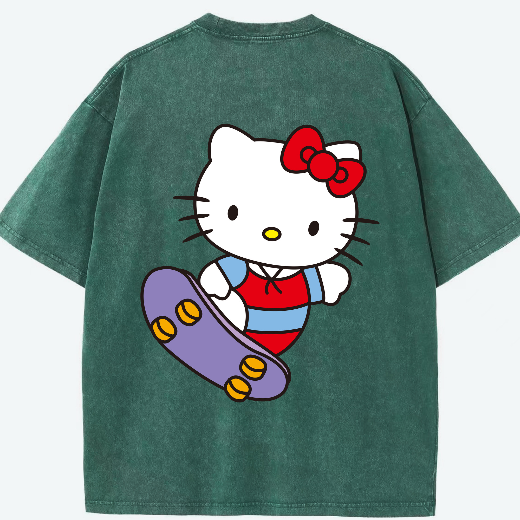 （画像用） Hello Kitty ハローキティ 綿100% ヴィンテージ風 半袖Tシャツ（背面プリント）
